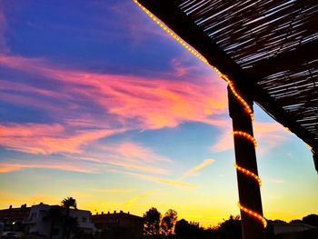 Low angle view of built structure at sunset