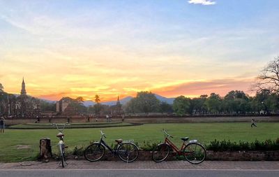 Bicycles in a city