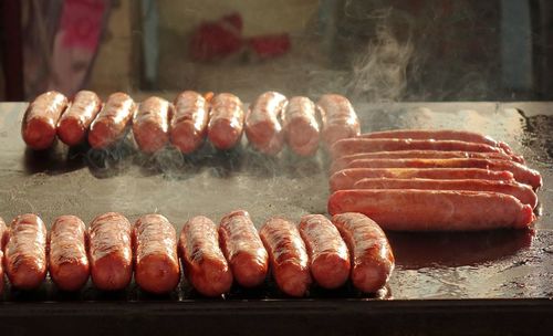 Sausages on barbecue