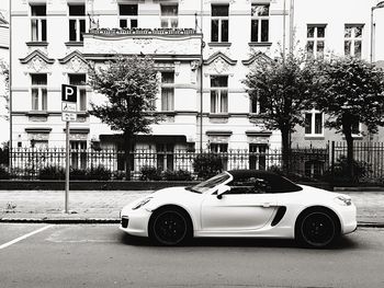 Cars parked in front of building