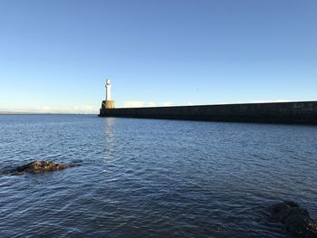 Scenic view of sea against clear sky