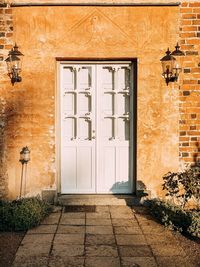 Closed door of building