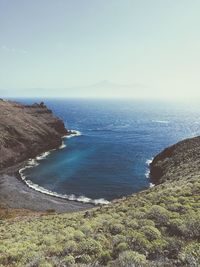 Scenic view of sea against clear sky