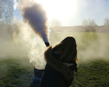 Rear view of a woman outdoors