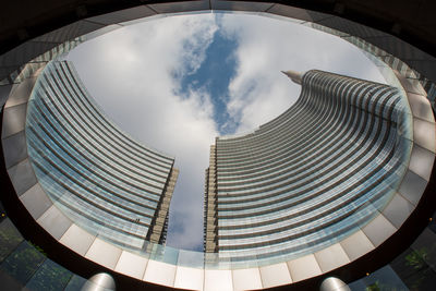 Low angle view of modern building against sky