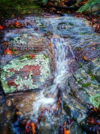 Water flowing through rocks