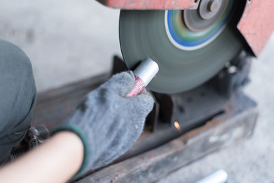 Close-up of hands working