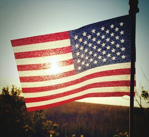 Low angle view of american flag