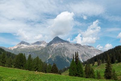 Panoramic view of landscape and mountains against sky