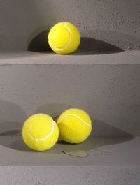 High angle view of yellow ball on wall