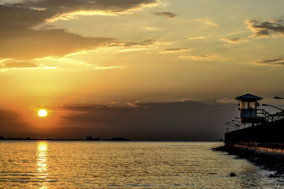 Scenic view of sea at sunset