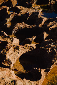 High angle view of shadow on water