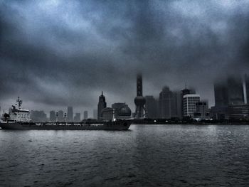 City against cloudy sky
