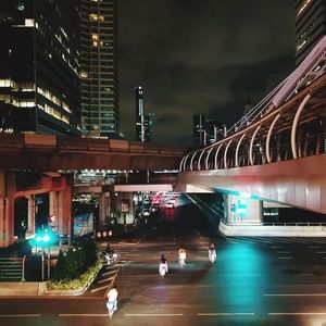 View of illuminated city at night