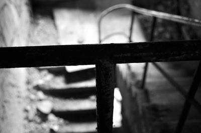 Close-up of fence against blurred background