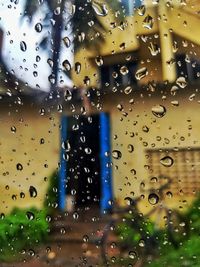 Full frame shot of wet window