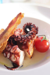 Close-up of fruit salad in plate