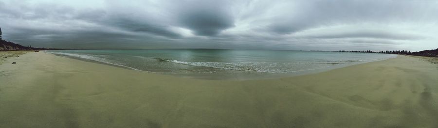 Scenic view of sea against cloudy sky