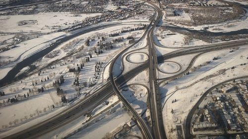 High angle view of cars on road