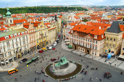 High angle view of city street