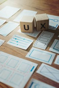 Close-up of toy blocks on table