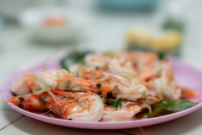 Close-up of seafood in plate