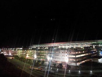 View of illuminated city at night