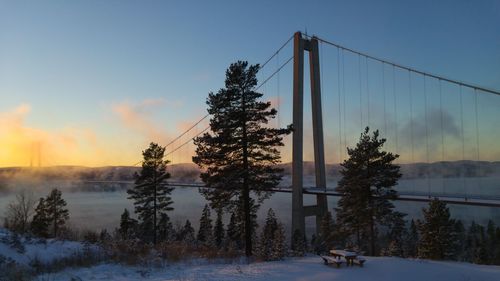 Scenic view of lake against sky during winter