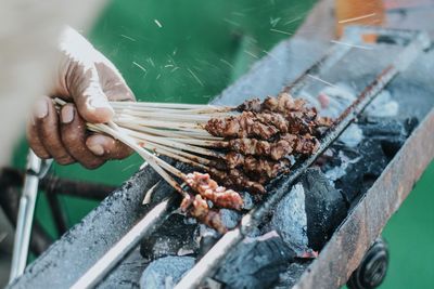 Sate or satay is street food in indonesia 