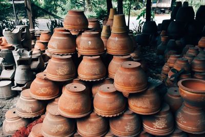 Close-up of pots