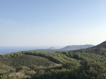 Scenic view of landscape against clear sky