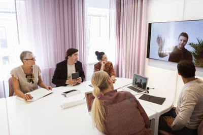 People during video conference