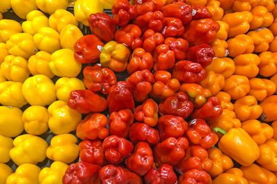 Full frame shot of bell peppers at market stall