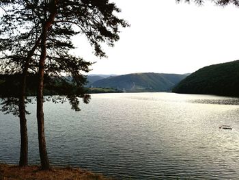 Scenic view of lake against clear sky