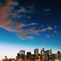 Cityscape against blue sky