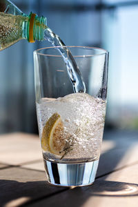 Close-up of drink in glass on table