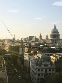 High angle view of buildings in city