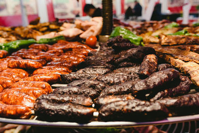 Close-up of food on barbecue grill