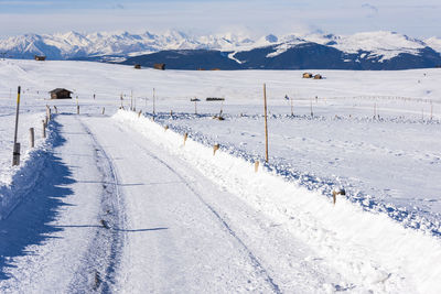 Scenic view of snow covered field