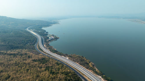 High angle view of sea against sky