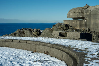 Scenic view of sea against clear sky