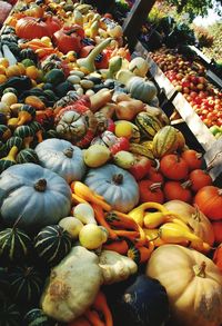 Pumpkins for sale at market stall