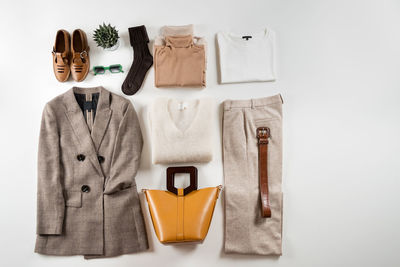 Basic minimalist wardrobe. flat lay