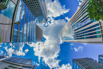 Low angle view of skyscraper against sky