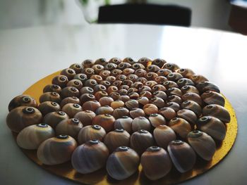 Close-up of eggs on table