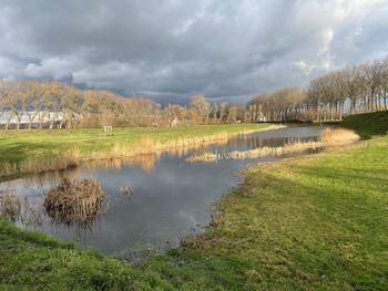 Scenic view of lake against sky