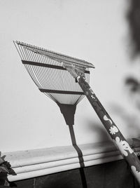 Close-up of metal rake