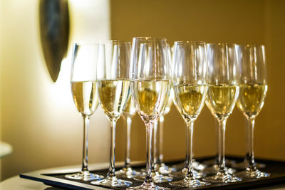 Close-up of wineglass on table