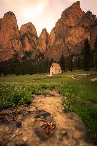 Scenic view of rocky mountains against sky