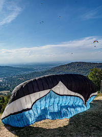 Scenic view of sea against blue sky